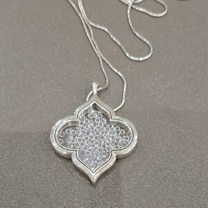 Brighton Silver Clovershaped Pendant Necklace with Clear Crystal Accents